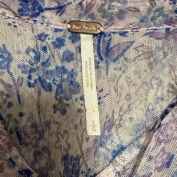 Free People Twyla Floral Smocked Blouse Sheer Boho Romantic Cottage Core Top - Picture 8 of 9